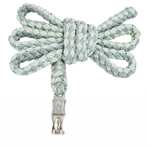 JA Horse JA4009 Führstrick Anbindestrick, Spirit Grau/Rauchgrün, Panikhaken | 2 m Anbindestrick mit Karabinerhaken order Panikhaken für Pferd Pony