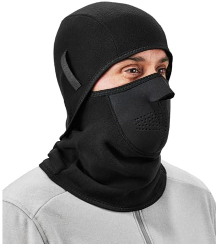 Ergodyne Mens Face Mask - 2-pc Fleece Neoprene Balaclava, Black