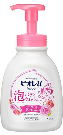 Bioré U Body Wash Espumoso con Aroma a Rosa, 600 ml, Made in Japan, Jabón Corporal en Espuma con Dispensador
