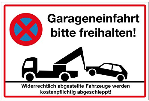 WANDKINGS Hinweisschild - Garageneinfahrt Bitte freihalten! - stabile Aluminium Verbundplatte - Wähle eine Größe - 20x15 cm