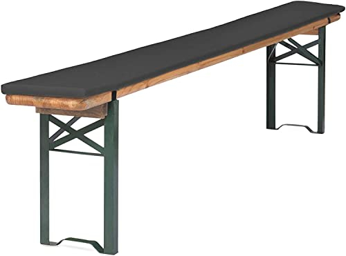 TexDeko® Bierbankauflage gepolstert für Bierzeltgarnitur 170x23x4cm (kurz) XL Polsterung Biertisch-Auflage (Premium, Anthrazit)