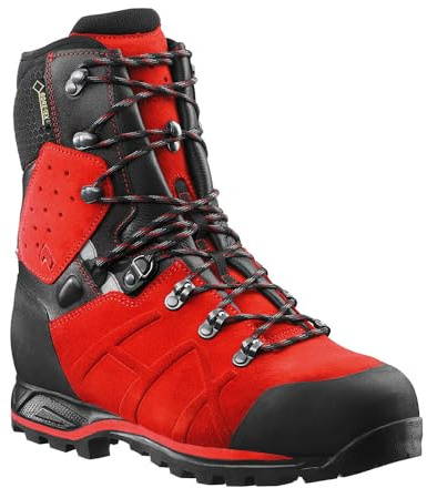 HAIX Protector Ultra Signal Red Chainsaw Protection Boots - ASTM Certified Waterproof Boots with Anti-Slip Outsole & Cut Protection - Medium - 8