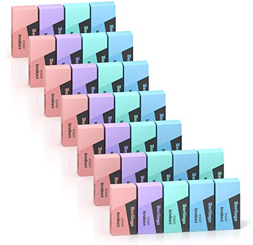 Berlingo Radiergummi Set, 30 Stück, rechteckig, Eco-PVC, 40x20x10 mm, für das Büro, das Home Office oder die Schule und Uni, Serie Instinct