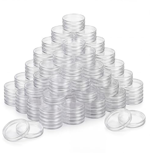 QWORK® 200PCS Coin Capsule Coin Holder - 25mm - Plastic Coin Case for Coin Collection
