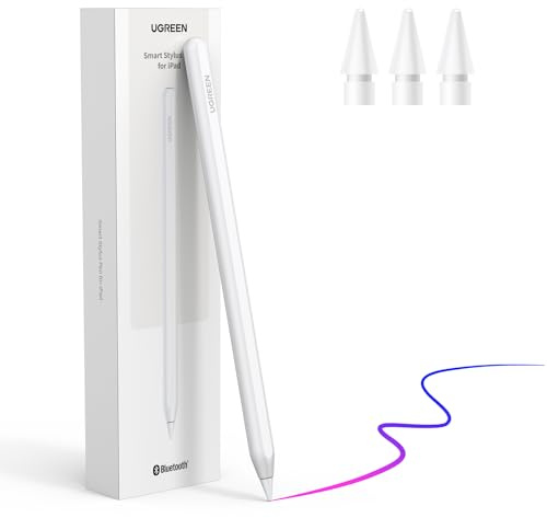 UGREEN Stylet Tactile Magnétique Charge sans Fil Rejet de Paume Détection d'Inclinaison Pencil Haute Précision Compatible avec iPad Pro 12,9/11 Pouces 2018-2022 Air 4/5 10 Mini 6