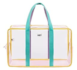 Bolsa Playa VERANO TRANSPARENTE A prueba de agua Playa de gran capacidad Bolsas de asas de la malla Vacaciones de vacaciones Jelly Bag Mujer Bolso de viaje ( Color : Pink , Size : Large(Max Length)50c