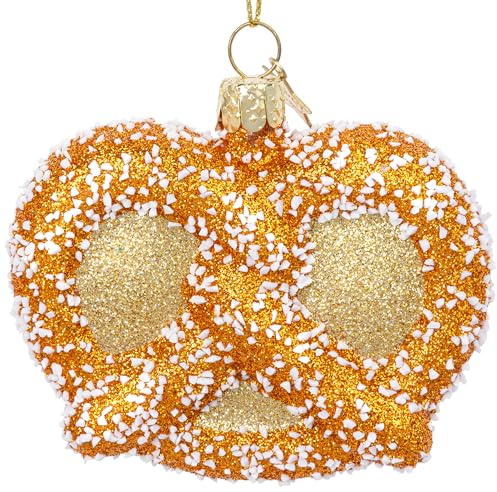 SIKORA Brezel besondere Weihnachtskugel Glas Christbaumschmuck Deko Figur Weihnachten Anhänger Ornament - Trend Line - BS622