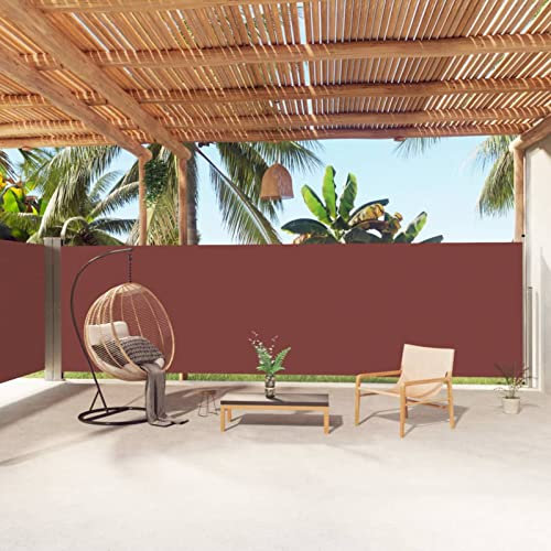 Ailgely Toldo lateral doble, 180 x 1000 cm, aluminio extensible, protección visual para balcón y jardín, toldo vertical exterior opaco para balcón, terraza, jardín marrón