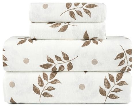 Lodge & Linen Flannel Sheets King Size Rich Cotton -High GSM Flannel Bed Sheet Deep Pockets - Warm & Cozy Flannel Sheet Set for All Seasons (WF-Rust)