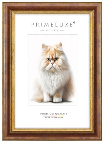 PrimeLuxe Barock Bilderrahmen nach Maß 38 x 98 cm in Rot Gold | Größe wählbar | mit entspiegeltem Acrylglas | Rahmen für Poster | Puzzle | Foto collage