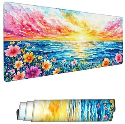 Gaming Mouse Pad 47.25x23.63x0.12in Large Mouse Mat Abstract Mouse Pad,Desk Mat Daisy Mousepad with Stitched Edges,Keyboard Mat with Water Resist Surface,Improved Precision and Speed,Boy Gifts Hs-296