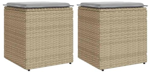 vidaXL Taburetes de Jardín con Cojines 2 uds Beige 40x40x43 cm al Aire Libre