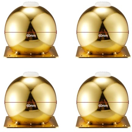 DSWZLQDXB 4 Stück Metall runde Kugel Sofafüße Möbelbeine Möbelfüße Tischbeine Möbelfüsse Ersatz Couchtischfüße für Schrank und Bett (6cm,Gold)
