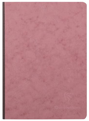 Clairefontaine 795426C - Notizbuch Kladde Age Bag, A5 14,8x21 cm, Leinenrücken, 96 Blatt kariert 90g, Einband mit Lederstruktur, Altrosa, 1 Stück