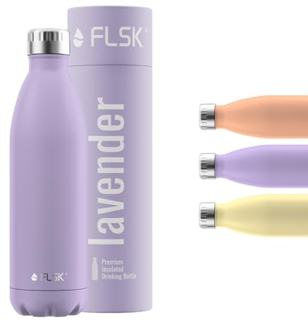 FLSK Trinkflasche – Premium Edelstahl Thermosflasche – 100 % auslaufsicher & kohlensäuregeeignet – hält 24 h kalt & 18 h heiß – BPA-frei (lavender, 750 ml)