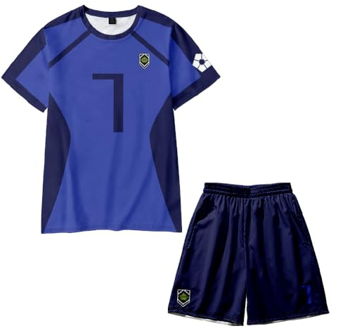 Jilijia Set composto da maglietta e pantaloncini in jersey di Seishiro Nagi, per cosplay, calcio, sport, allenamento, maglietta a maniche corte, per ragazzi e adulti, Tipo 4., L