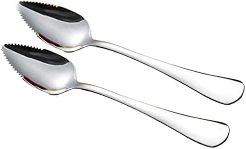2Pcs Grapefruit Spoon Stainless Steel Fruit Spoon, Dessert Spoons, Serrated Edge Ice Cream Scrape Cut Spoons For Fruit Dessert Cheese Vegetables Kitchen Tool with Non-stick Plating