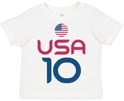 USA Flag Soccer Jersey Style Baby Tee Shirt | Short Sleeve | 100% Cotton | Infant & Toddler | International Soccer | Game Day |White, 4T 1659
