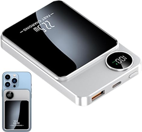 Power bank magnetico, ricarica rapida magnetica, caricatore senza fili, 20000 mAh, caricatore senza fili magnetico, per cuffie mobili, computer, laptop smartwatch