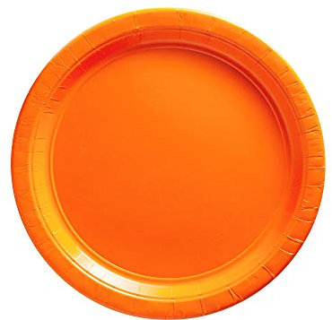 Orange Peel Round Paper Plates - 6.75 (50 Pc) - Sturdy & Eco-Friendly Party Essentials - Perfect for Celebrations & Events