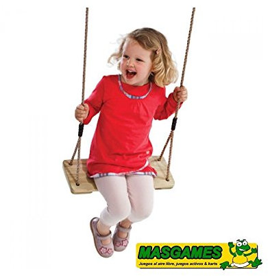Asiento para columpio de madera con cuerdas de sintéticas, marca MASGAMES