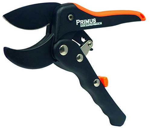 Garten Primus Gartenschere, Rosenschere, Rebschere, Damen - Ratschenschere, schwarz/orange, 18 x 6,2 x 1,9 cm