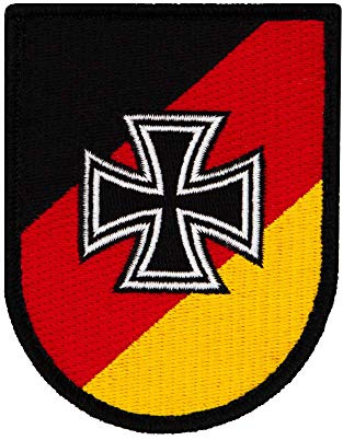 Café Viereck ® Bundeswehr Reservisten Patch Gestickt mit Klett - 7 cm x 9 cm (Eisernes Kreuz Ausführung I, schwarz, rot, gold, 7 cm x 9 cm)