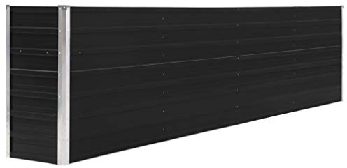 Festnight Hochbeet Blumentopf Pflanzkübel Blumenkasten Pflanzkasten Metall Pflanzbeet Gartenbeet Frühbeet Garten Blumenhochbeet für Terrasse & Garten 320 x 40 x 77 cm Verzinkter Stahl Anthrazit