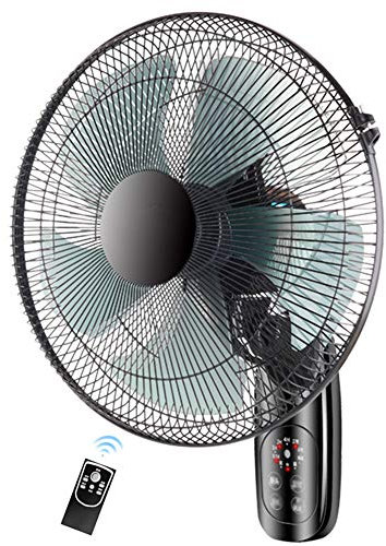 CYY 16 / 43 cm Ventilador de Pared Oscilante | 3 Velocidades, con Control Remoto y Temporizador Ventilador Eléctrico Silencioso, para Refrigeración y Ventilación(Negro)