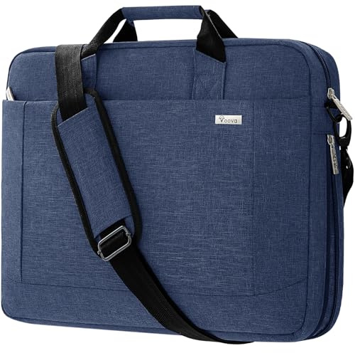 Voova Bolsa Portátil Maletín Ordenador de 14 15 15.6 16 Pulgadas Grande Bolso de Hombro Bandoleras un 30% Más de Capacidad Impermeable Duradera se Puede Poner Encima de la Maleta Azul