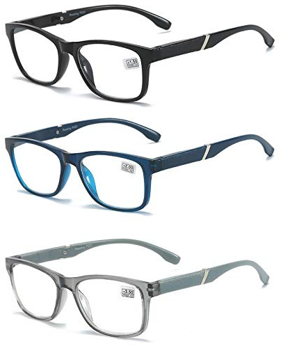 KoKoBin Lesebrille 3 Stück Computerbrille Herren und Damen mode Lesebrillen mit bequemen Federscharnieren Brille +2.0