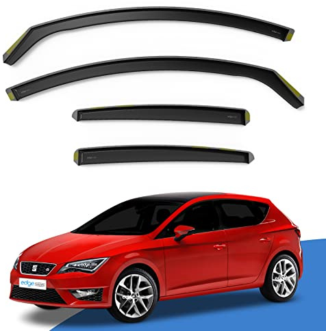 EdgeVisors Wind Deflectors for SEAT Leon Cupra MK3 (2013-2020) 5 Door Hatchback 4pc Set | Tinted Acrylic In-Channel Side Window Visors & Rain Guards | Leon Accessories