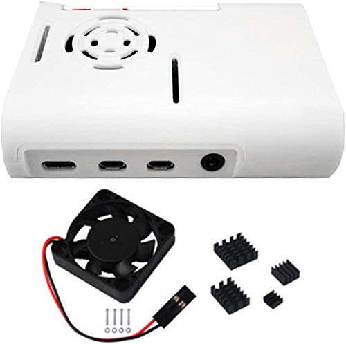 Raspberry Pi 4 Model B Professional Gehäuse Kühlkörper Lüfter Set (Weiss)