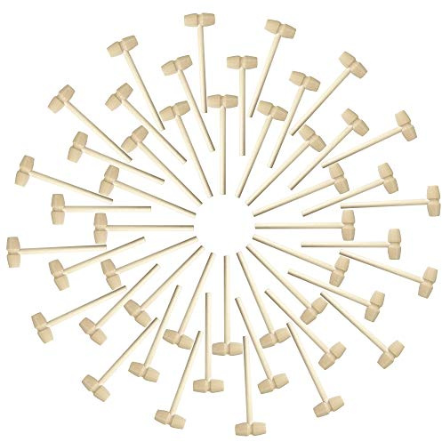 DOMG 50 Pieces Mini Wooden Hammers for Chocolate Breakable Heart Bulk
