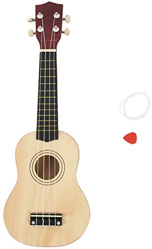 Senmubery Ukulele soprano da 21 pollici, 4 corde, chitarra hawaiana, ukulele + corde + plettro per principianti, regalo (colore naturale)