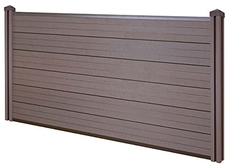 Mendler WPC-Sichtschutz Sarthe, Windschutz Zaun, WPC-Pfosten Basiselement niedrig, 1,95m - braun