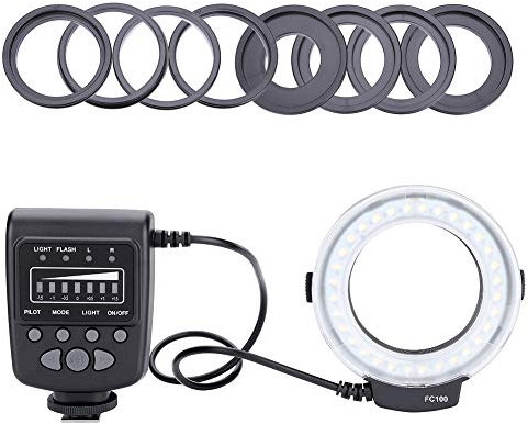 MXGZ Luz de Flash Anular con Pantalla LCD, Flash Anular de Cámara, Accesorio de Cámara de Ahorro de Energía para Amantes de la Fotografía