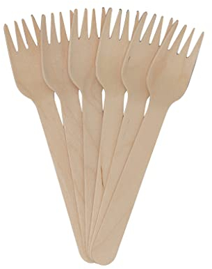 EPISENT Disposable Wooden Fork Set – 𝟏𝟎𝟎𝐩𝐜𝐬 Biodegradable Compostable Disposable Cutlery – Plastic-Free, Durable Birchwood Forks for Parties, Catering, Travelling, Camping and Everyday Use