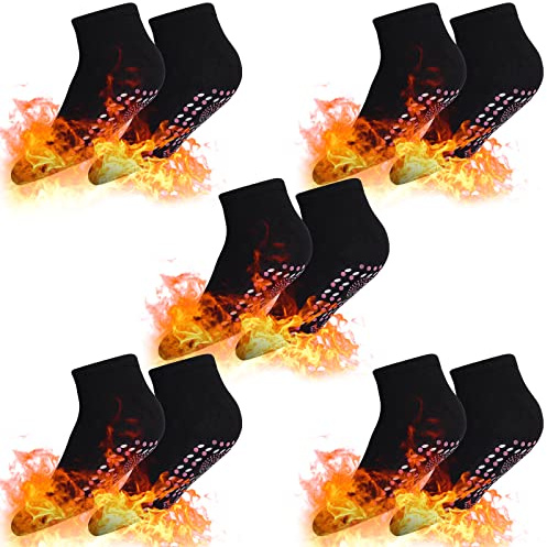 Herefun Chaussettes Chauffantes 5 Paires, Chaussettes d'hiver Auto-Chauffante Femme Homme, Chaussettes Hyperthermiques, Chaussette Thermique Hiver Chaude pour Sport Running Randonnée Camping