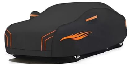 generisch Auto abdeckplane wasserdicht kompatibel mit Opel Tigra TwinTop 2005-2009,autoabdeckung sonnenfest Winddicht atmungsaktiv regensicher und Mit reflektierenden Streifen（Black Orange）