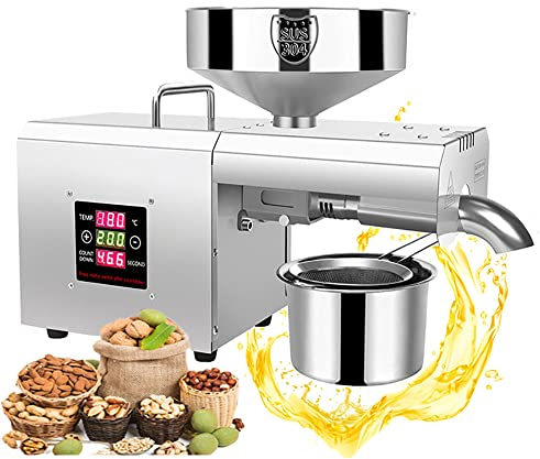 Pressa automatica per olio, controllo della temperatura intelligente digitale per uso domestico Pressa per olio Olio di girasole per arachidi Estrattore di olio d'oliva, Pressa a freddo/caldo, Lavor