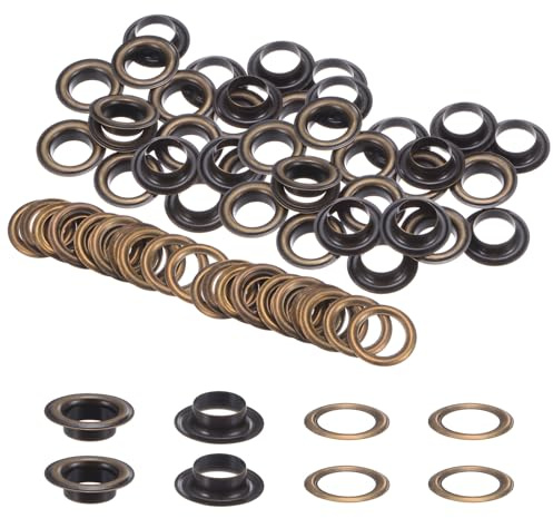 QUARKZMAN 40 Ensembles d'Œillets de 9/16 (14 mm) en Métal Épaissi et Résistant à La Rouille avec Rondelle pour Tissus, Cuirs, Projets de Bricolage, Tentes, Rideaux, Bâches, Couleur Bronze