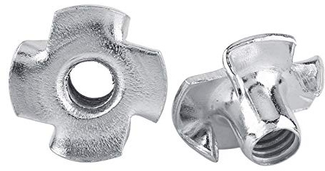 Écrous pour Bois CNC Routeur écrou en T, écrou en T à Quatre Griffes écrou à Dents en Acier au Carbone zingué écrou en T pour Meubles en T pour menuiserie (M5 (50 pièces/Paquet))