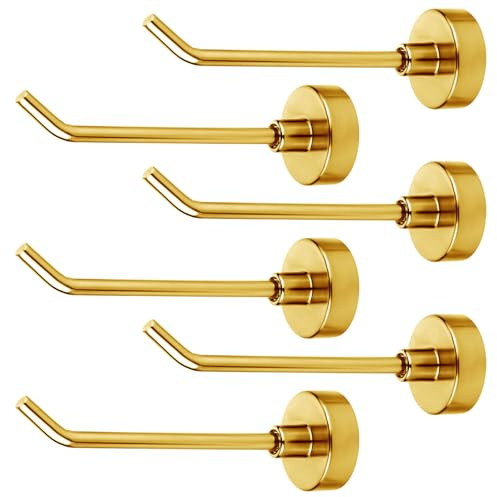 XIHIRCD 6St Magnethaken, 0,77kg 7cm Lang Robuste Magnethaken Stark Magnetische Haken Kreuzfahrt Wandhaken Magnetische Aufhänger für Kreuzfahrtschiff Garage Küche(Gold)