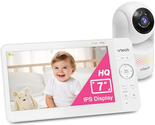 VTech Advanced HQ MAX 7 Digital Video Baby Monitor with Panoramic Zoom, 5000mAh Long Battery Life, IPS Display, Touch Control, Multi-Color Night Light,