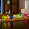 Bola de Cristal Brillante con luz de Noche, 7 Bolas de Cristal de Colores con lámpara LED, Soporte de Madera for decoración del hogar, Sala de Estar(7 Rectangular Bases)