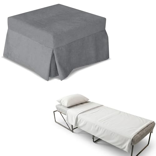 Nuvole di Sonno - Puf cama reversible con colchón de Waterfoam de 11 cm de alto, tejido extraíble y lavable, red ortopédica plegable, ahorra espacio para dormitorio y salón, diseño moderno fabricado