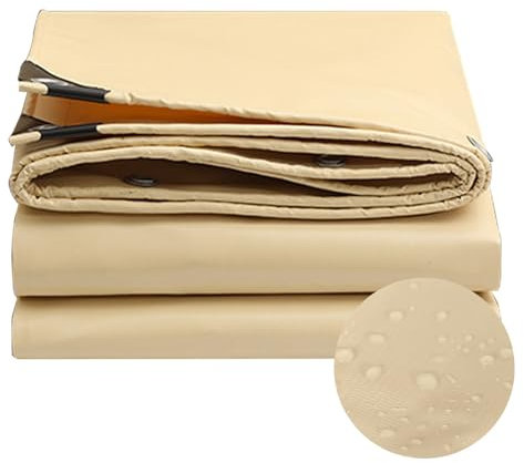 Sandkasten Abdeckplane 1 x 1.5 m 500 G/M² mit Ösen mit Zusätzlicher Eckverstärkung Schutzplane Bauplane, Universaal Gewebeplane für Gartenmöbel, Pool, Auto, Trampolin, Beige