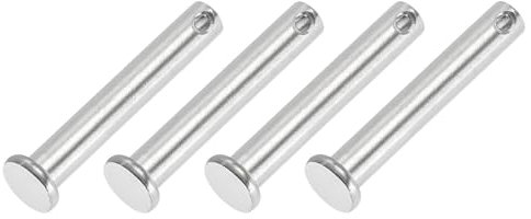 PATIKIL 8 x 50 Mm Single Hole Clevis Pins, 4 Pcs 304 Stainless Steel Flat Head Pin for Hitch Pin Lock Link Hinge Systems, Silver