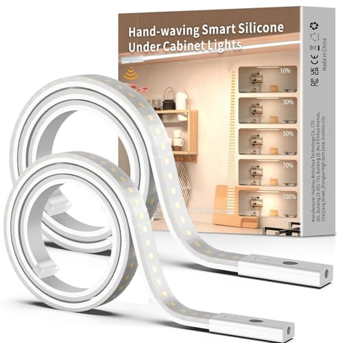 SIBI LIGHTING LED Unterbauleuchte, Dimmbar Led Lichtleiste Küche 1m 2Stück | Gestensensor, Selbstklebend Flexibel Silikon, 1090lm, 5 Farbtemperatur, 24V Netzteil, für Küche, Büro, Schlafzimmer